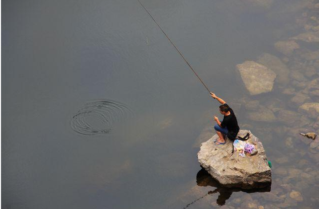 水库湖泊使用手竿钓鱼的钓法技巧